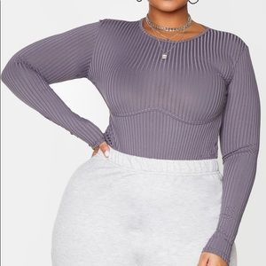 PLT Plus Charcoal Rib Underbust Detail Bodysuit